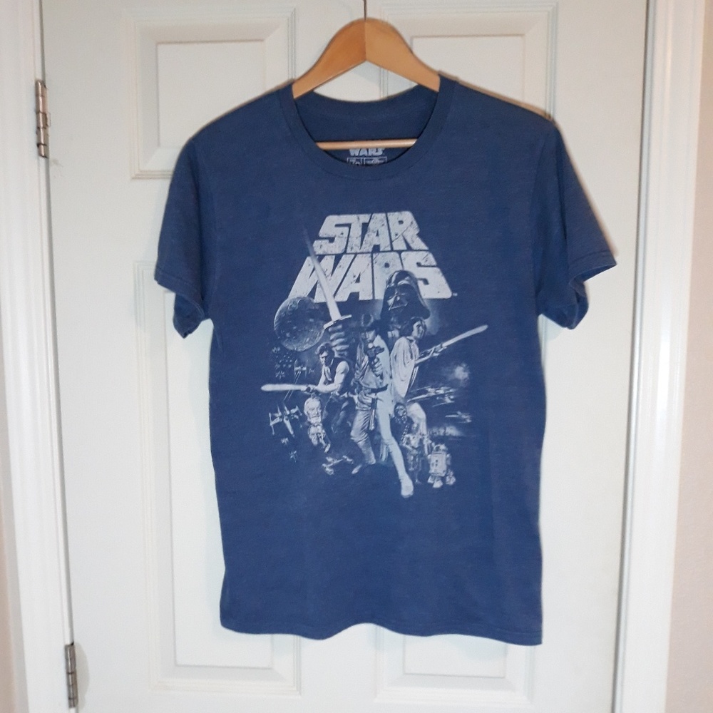 Faded Blue Medium Starwars Poster T-shirt